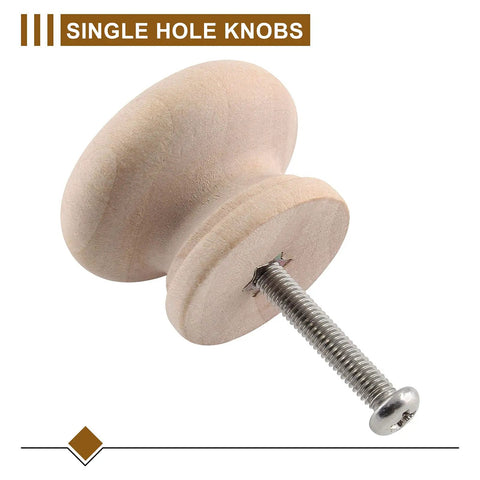 Unfinished Wood Mushroom Drawer Knobs Set Of 20 With Screws 28mm Diameter And 21mm Height Cabinet Knob Pulls Single Knob View