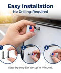 Road Ready 4 Piece American Flag Decorative License Plate Bolt Kit installation steps with theft resistant bolts in use.