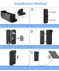 Installation method for 2W Solar Panel Charger For Blink Doorbell With USB C 5V Output, IP65 Waterproof Outdoor Solar Power Kit.