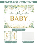 13 Inch Large Baby Gift Bag For Baby Shower Or Birthday With Sturdy Handle Includes Tissue Paper And Greeting Card In Vibrant Green Unisex Design Perfect For Wrapping Gifts For Baby Boy Or Girl At Parties showing package content