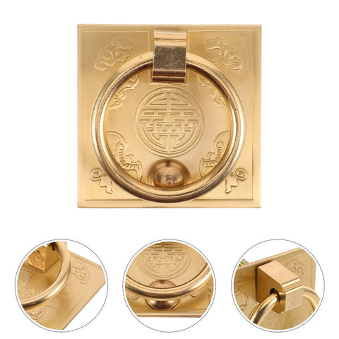 Antique Brass Cupboard Handle Thickened 6cm Ring Pull For Wardrobe, Drawer, Dresser, Cabinet Hardware, detailed front view