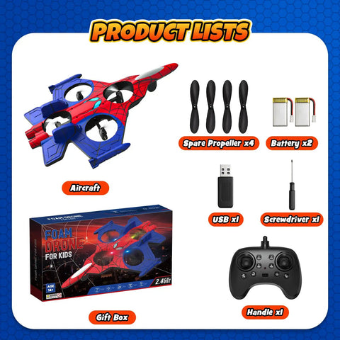 Epic RC Airplane For Kids Ages 8 Plus With Light Up Fighter Jet, remote control, propellers, batteries, controller, gift box