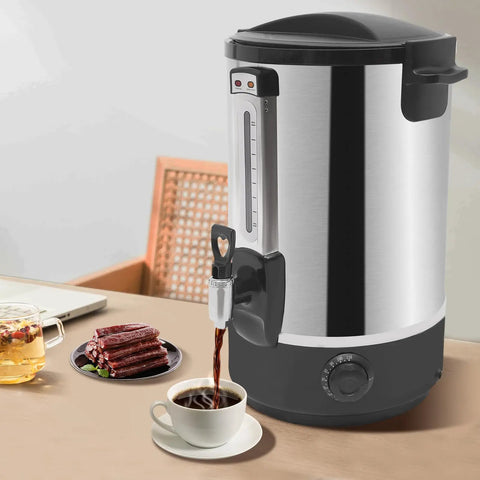 Commercial Electric Hot Water Dispenser 2200W Stainless Steel Boiler, 3.4 Gal Capacity on a kitchen counter