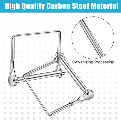 40 Pack Square Trailer Hitch Pins, 1/4 Inch Diameter Carbon Steel Locking Pins for Couplers, shown with galvanizing processing