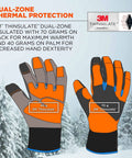 High Visibility Waterproof Work Gloves With Thermal Insulation, 3M Thinsulate, Touchscreen Compatible, ProFlex 818WP, Orange