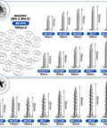 Wood Screws Assortment Kit With Eighteen Sizes Including 6 8 10, 410 stainless and zinc plated screws with washers