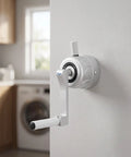 Balcony Garment Rack Crank Handle Replacement Tool With Ergonomic Design For Quick Fix Universal Compatibility With Indoor Drying Racks Single Hole Metal And Plastic Spare Part For Home Laundry wall-mounted white crank handle on drying rack