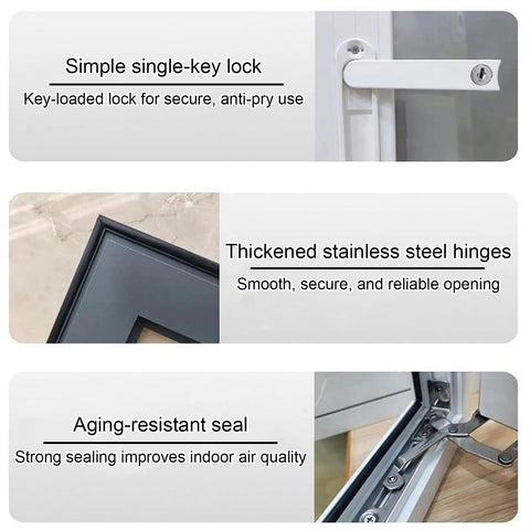 Detailed view of Sleek Aluminum Attic Access Door With Heavy Duty Handle For Zero Hassle Drywall Tuck Away showing secure lock, thick stainless steel hinges, and aging-resistant seal.