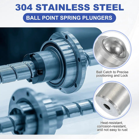 Top Shelf Industrial Grade 304 Stainless Steel Ball Point Spring Plungers 12Mm X 16Mm close-up view showing precision and durability.