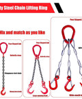 Pear Shaped Lifting Link Forged G80 Alloy Steel Teardrop Design with attached chain and hooks for heavy rigging
