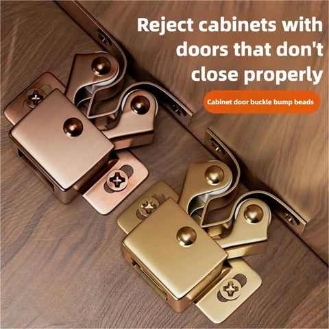 Heavy Duty Double Roller Cabinet Door Catch Set With Screws Red Finish, Strong Hold Cupboard Latch showcased on wooden surface