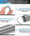 Premium Grade 304 Stainless Steel Extension Springs 10 Pack Featuring Dual End Hooks And Slim.02 Inch Wire Diameter showing elasticity and double hook design.