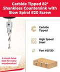 Heavy Duty Carbide Tipped Shankless Countersink Drill Bit Designed For Swift Cut Throughs And Spot On Flush Screw Setups In Raw Wood Plywood Mdf Chipboard And Light Aluminum Panel Workpieces. Features slow spiral design.
