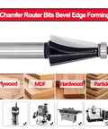 Chamfer Router Bit Half Inch Shank With Ten Degree Carbide Two Flute Edge Bevel Cutter For Miter Joints Pro Grade Durable C3 Material