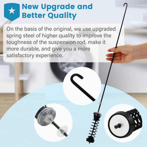 Hand holding upgraded Washer Suspension Rod Kit For Whirlpool Kenmore Maytag Amana Machines, AP5971398 compatible, plug and play install