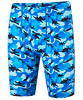 Youth Boys Swim Jammers For Competitive Team, Quick Dry Athletic Swim Shorts With UPF 50+, Wave Pattern, Adjustable Waist, Size Small