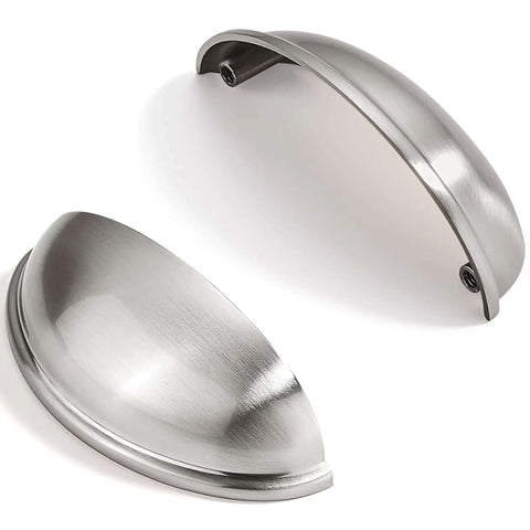 10 Pack Cabinet Pulls With 3 Inch Center To Center Brushed Nickel Zinc Alloy Drawer Handles angled view