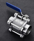 Heavy Duty 304 Stainless Steel Three Section Full Port Ball Valve With Handle BSPT Female For Water Gas Oil Lines DN100 Four Inch BSP Works From One Quarter To Two Inch Size Durable Industrial Grade Valve, 304 stainless steel BSPT female threaded ball valve