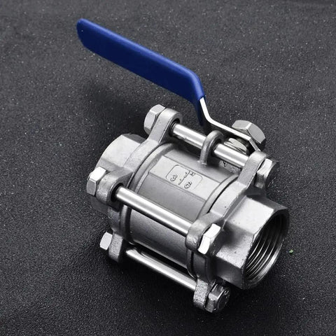 Heavy Duty 304 Stainless Steel Three Section Full Port Ball Valve With Handle BSPT Female For Water Gas Oil Lines DN100 Four Inch BSP Works From One Quarter To Two Inch Size Durable Industrial Grade Valve, 304 stainless steel BSPT female threaded ball valve