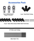 Heavy Duty Big 3 Upgrade Wiring Kit accessories pack with tinned copper terminals, clamps, heat shrink tubing, and nylon ties.