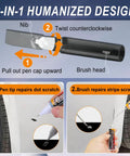 2 In 1 Car Scratch Repair Kit With Color Accurate Touch Up Paint For Cars Quick Drying Safe Easy To Use Weatherproof Pen Fits All Car Models 2 Pieces diagram showing nib and brush application method
