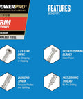 Premium 305 Stainless Steel Trim Screws Size 8 X 2-1/2 Inch features T-15 Star Drive and countersinking blades.
