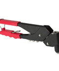 One-Handed Swivel Rivet Tool For Metal Fabric Leather And Auto Repair Manual Riveter Works With 1/8 3/16 5/16 Rivets From Light To Heavy Duty Great For Tight Spaces And DIY Projects black and red tool