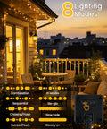 Two Pack 240 LED Solar String Lights Outdoor Waterproof With 8 Modes And Memory Auto On Off for patio at sunset