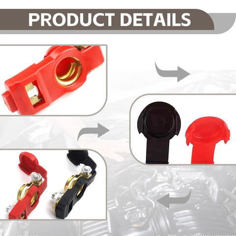 Universal Car Battery Terminal Connector Kit With Pure Copper Terminals And Plastic Covers, showing connectors and covers