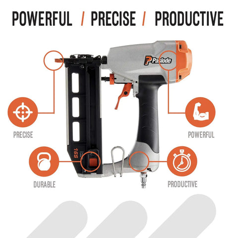 Pneumatic Finish Nailer 16 Gauge for Trim and Molding Pro Grade Comfort Grip Lightweight Two Finger Trigger Model 515500