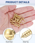 Hand holding M METERXITY 20-Pack Wood Screws, M3 x 18mm Brass Slotted Round Head Self-Tapping Screw Indoor Fasteners.