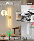 Top Shelf Gold Rechargeable Wall Sconces Pair Wireless Battery Powered LED Wall Light Removable 10000 Mah Power Base for easy charging