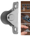 Eight Piece Low Profile Rigid Rubber Caster Wheels Non Swivel Fixed Plate Casters With Silent Rolling And Floor Saving Design For Heavy Furniture Bedroom Appliances And Small Trolleys No Sweat Moving For Your Furniture Everyday close-up view of a single caster wheel with a metal plate.