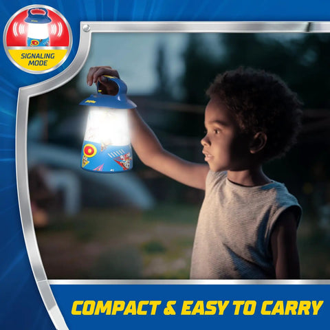 Child holding PAW Patrol Kids LED Lantern Batteries Included Easy To Use For Camping Backyard Games And Nighttime Explorations