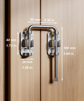 Patio Sliding Door Loop Lock 2 3 Eighth Inch U Shaped Latch Hook Lock Replacement Satin Nickel installed on wood surface