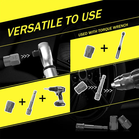 Versatile use of 15 Piece Bolt Extractor Socket Set Built Like A Beast For Heavy Duty Nut Removal with wrench and drill