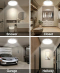 Rechargeable Motion Sensor Ceiling Light With Remote Cordless Magnetic Stick On Closet Light For Shower Shed Hallway Porch Stairs And Garage 8000mAh Battery USB Quick Charge Long Lasting Power installed in shower, closet, garage, and hallway