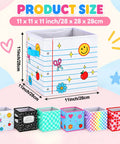 6 Piece Slick Fabric Storage Bins 11 Inch Vibrant Cubby Basket Organizers With Grippy Handles For Classrooms And Nurseries featuring size and design.