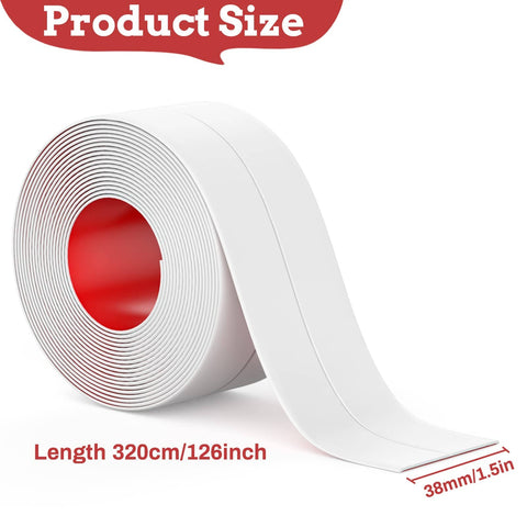 Caulk Tape Self Adhesive Sealant Strip Waterproof 1.5 Inch By 10.5 Foot For Kitchen Bathroom Sink Shower Bathtub Toilet Edges