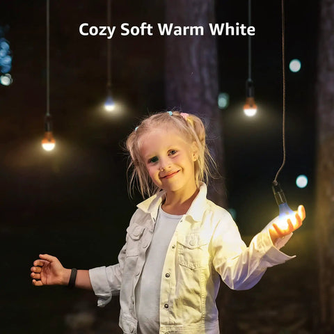 Child holding glowing Portable LED Camping Lantern With 3 Lighting Modes Hanging Clip Tent Light For Camping And Hiking