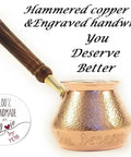 DCS Series Thickest Hammered Copper Turkish Greek Arabic Armenian Coffee Pot With Wooden Handle For Stovetop Brewing 20 Fl Oz Cezve Jezve Ibrik Briki Pro Grade