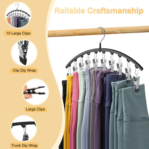 Premium Black Metal Legging Organizer Holds Twenty Yoga Pants With Strong Clips Space Saving Closet Rack For College Dorms And Apartments Go To Closet Glow Up