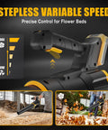 650 CFM Heavy Duty Cordless Leaf Blower With 200 MPH Turbo Mode And Stepless Variable Speed shown with control features