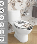 Elongated Toilet Seat Resin for Farmhouse Bathroom on a white toilet, featuring a rustic design and easy installation.