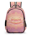 Om Sacred Lotus Mandala Art Backpack For Unisex Use with pastel lotus design, large capacity, durable polyester, breathable material.