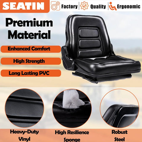 Heavy Duty Forklift Seat For Mowers And Industrial Equipment with 160 Degree Adjustable Backrest and Waterproof PVC Cover