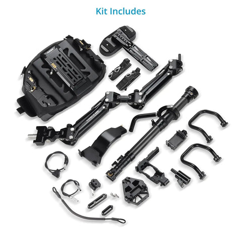 G Axis 10K Stabilizer Arm Vest System For Handheld Cameras And Gimbals laid out with all components including vest and arm
