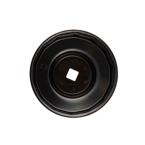Mazda Oil Filter Cap Wrench 76mm 14 Flutes 3/8 Inch Drive Low Profile Heavy Duty Chrome Vanadium top view