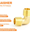 Brass 90 Degree Street Elbow Pipe Fitting Set for Plumbing One Half Inch NPT Male To One Half Inch NPT Male Barstock Construction