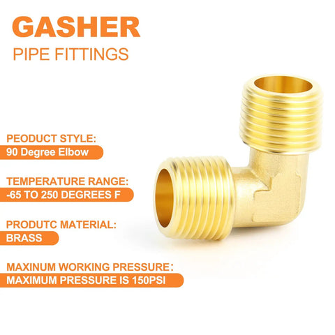 Brass 90 Degree Street Elbow Pipe Fitting Set for Plumbing One Half Inch NPT Male To One Half Inch NPT Male Barstock Construction